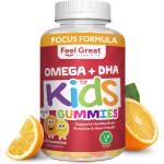 Feel Great Vitamin Co. Complete DHA Gummies for Kids | with Omega 3 6 9 + DHA, Vitamin C | Supports Healthy Brain Function, Vision & Heart Health | Gluten Free, Vegetarian | 60 Gummies