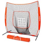 GoSports 7 ft x 7 ft Baseball & Softball Practice Hitting & Pitching Net with Bow Type Frame, Carry Bag and Strike Zone, Great for All Skill Levels