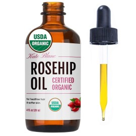 Kate Blanc Cosmetics Rosehip Oil for Face & Skin (4oz, Organic, Pure, Cold Pressed) Rosehip Seed Face Oil for Facial & Gua Sha Massage