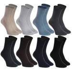 Rainbow Socks - 8 pairs of DIABETIC Elastic Cotton Socks for SWOLLEN FEET, Classic Colors L