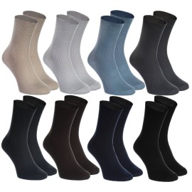 Rainbow Socks - 8 pairs of DIABETIC Elastic Cotton Socks for SWOLLEN FEET, Classic Colors XS