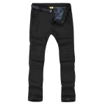 TBMPOY Men\'s Snow Ski Hiking Pants Waterproof Winter Fleece Lined Pants Camping Skiing Ice Fishing Pants with Belt 01 Thick Black S