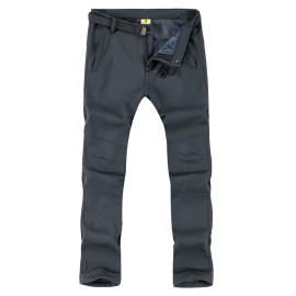 TBMPOY Men\'s Snow Ski Hiking Pants Waterproof Winter Fleece Lined Pants Camping Skiing Ice Fishing Pants with Belt 01 Thick Grey M