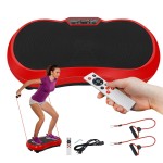 SUPER DEAL Pro Vibration Plate Exercise Machine - Whole Body Workout Vibration Fitness Platform Fit Massage Workout Trainer w/Loop Bands + Bluetooth + Remote, 99 Levels (Red)