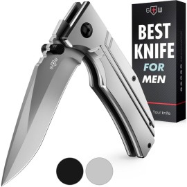 Pocket Knife for Men Women - 3.5 Sharp Folding Blade with Aluminum Handle Pocket Clip - Gray Stylish Knives for Camping Survival Work EDC - Birthday Gifts Ideas for Dad Husband Boyfriend 140106