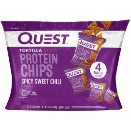 Quest Nutrition Spicy Sweet Chili Tortilla Chip, 19g Protein, 4g Net Carb, Low Carb, Gluten Free, 1.1 oz 4 count