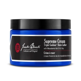 Jack Black - Supreme Cream Triple Cushion Shave Lather - PureScience Formula, Macadamia Nut Oil and Soy, Luxurious Shaving Cream, Hydrates Skin, Reduced Razor Burn- 9.5 oz.