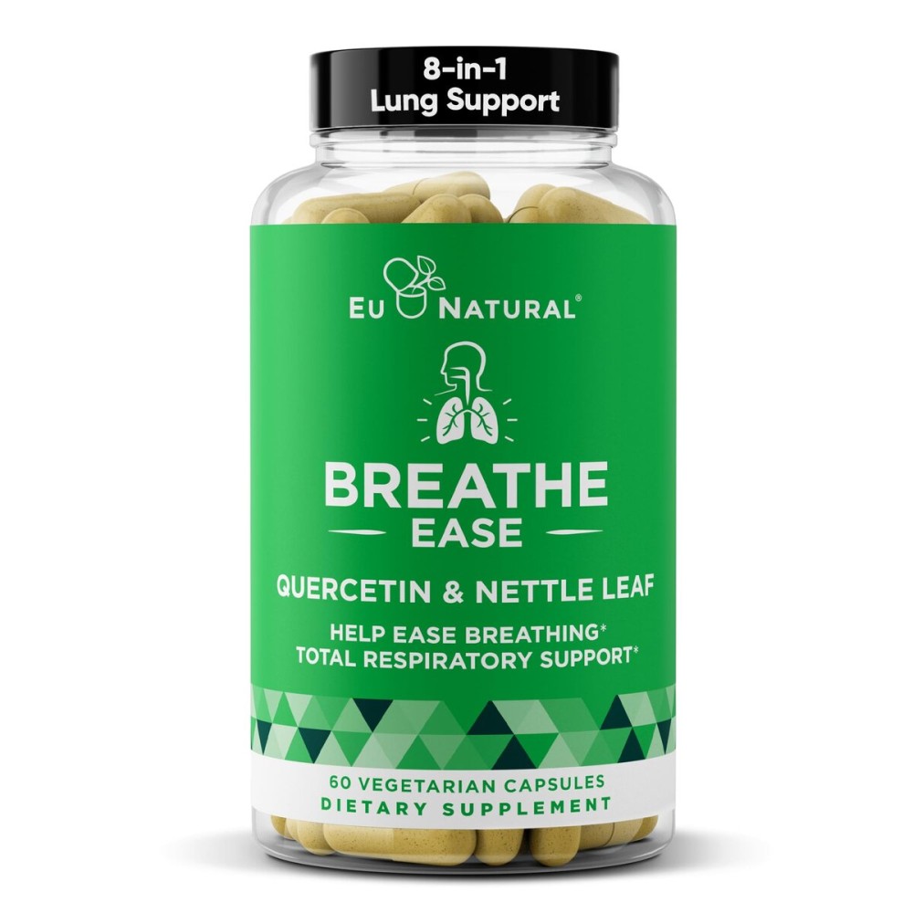 Breathe Inhaler Support Supplement - Sinus, Lungs, Open & Clear Airways - Seasonal Nasal Health, Bronchial Wellness, Healthy Chest - Quercetin, Vitamin D, Bromelain Pills - 60 Vegetarian Soft Capsules