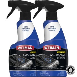 Weiman Heavy Duty Gas Range & Stove Top Cleaner and Degreaser - 2 Pack, 24 Ounces with MicroFiber Cleaning Towel