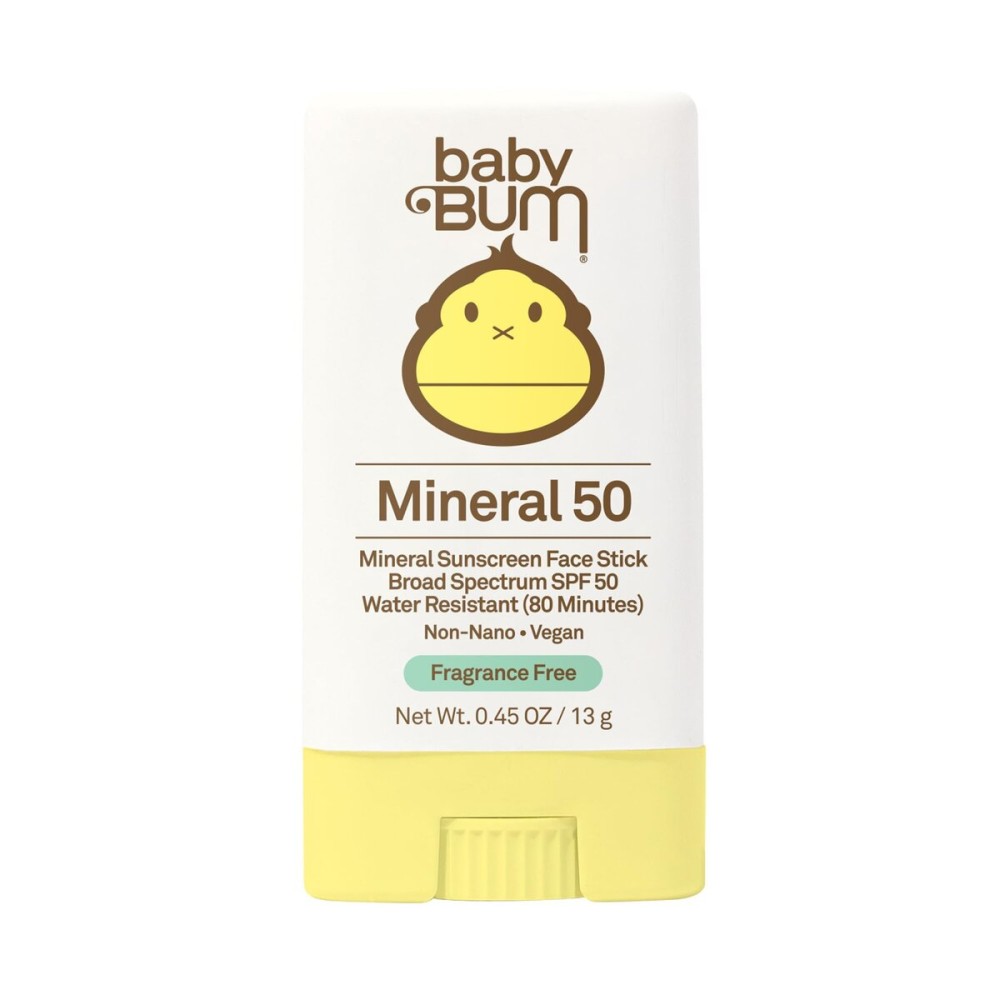 Sun Bum Baby Bum Mineral SPF 50 Sunscreen Stick - Hawaii 104 Act Compliant (Without Octinoxate & Oxybenzone) - UVA/UVB Face and Body Protection - Unscented for Sensitive Skin - Travel Size - 0.45 Oz