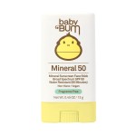Sun Bum Baby Bum Mineral SPF 50 Sunscreen Stick - Hawaii 104 Act Compliant (Without Octinoxate & Oxybenzone) - UVA/UVB Face and Body Protection - Unscented for Sensitive Skin - Travel Size - 0.45 Oz