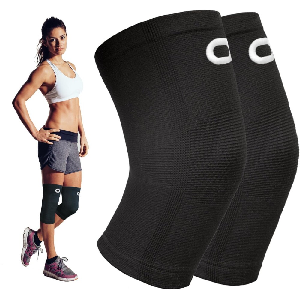 Crucial Compression Knee Sleeve (1 Pair) - Best Knee Braces for Knee Pain for Men & Women - Non-Slip Knee Support for Running, Weightlifting, Basketball, Gym, Workout, Sports