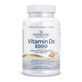 Nordic Naturals Pro Vitamin D3 5000, Orange - 120 Mini Soft Gels - 5000 IU Vitamin D3 - Supports Healthy Bones, Mood & Immune System Function - Non-GMO - 120 Servings