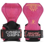 Cobra Grips PRO Weight Lifting Gloves Heavy Duty Straps Alternative to Power Lifting Hooks for Deadlifts with Built in Adjustable Neoprene Padded Wrist Wrap Support Bodybuilding (FIT Red Leather)