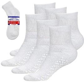 Debra Weitzner Non-Binding Loose Fit Sock - Diabetic Non-Slip Socks for Men and Women - Ankle 3Pk White