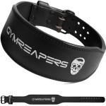 Gymreapers Leather Weightlifting Belt for Bodybuilding, Squatting, Lower Back Support & Back Pain - Real Leather, Neoprene Back Padding, Adjustable Buckle Sizing - Men Women - (Black, X-Large)