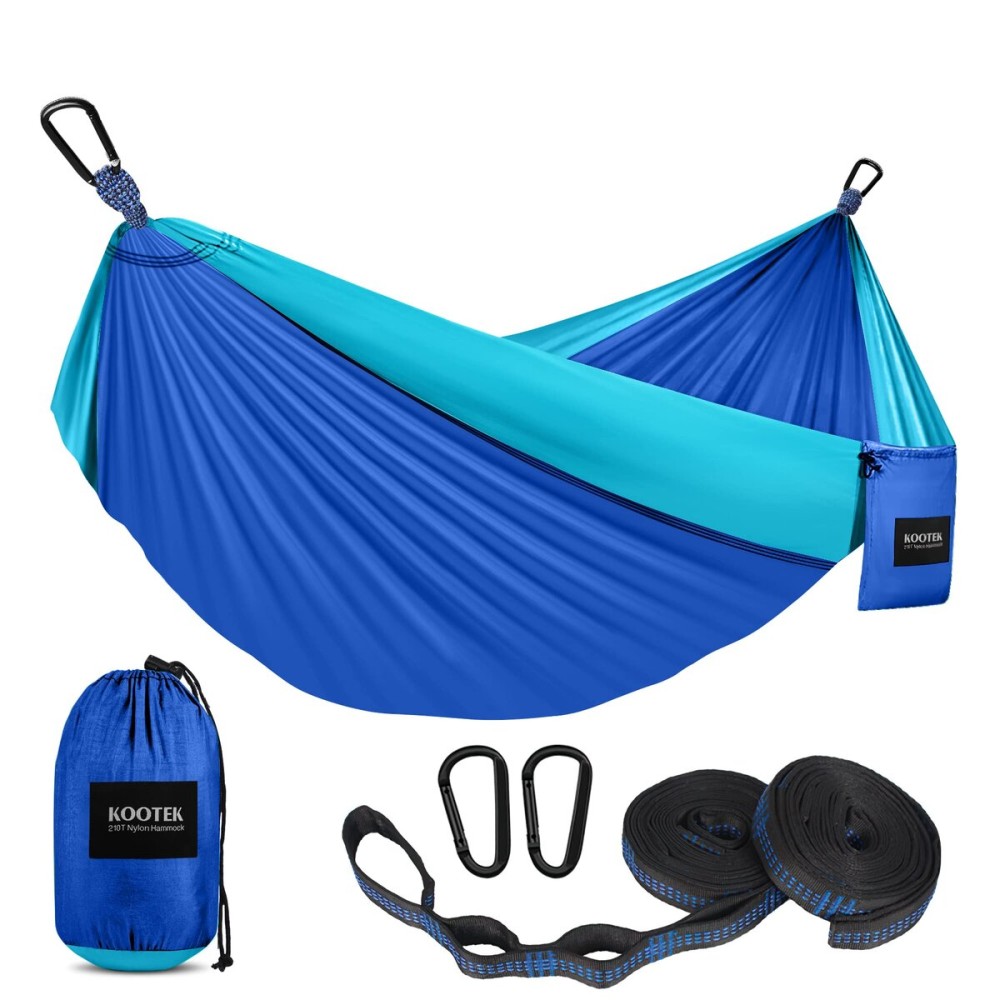 Kootek Camping Hammock 500 lbs Capacity, Portable Hammocks with Tree Straps & Attached Carry Bag, Camping Essentials Gear, Perfect for Outside Indoor Hiking Beach Backpack Travel