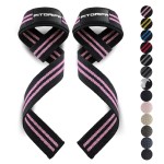 Fitgriff Lifting Wrist Straps for Weightlifting, Gym, Deadlift, Workout (Made of Premium Cotton & Padded) - Men & Women (Standard, Black/Pink)