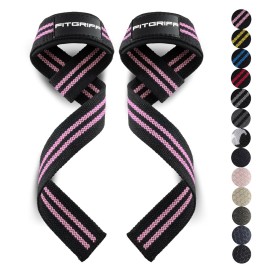 Fitgriff Lifting Wrist Straps for Weightlifting, Gym, Deadlift, Workout (Made of Premium Cotton & Padded) - Men & Women (Standard, Black/Pink)