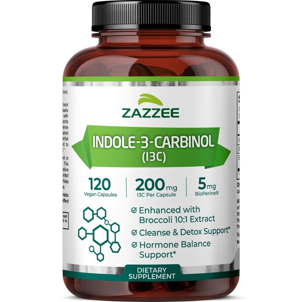 Zazzee High Absorption Indole-3-Carbinol (I3C), 200 mg per Capsule, 120 Vegan Capsules, 4 Month Supply, 5 mg BioPerine for Enhanced Absorption, 100% Vegetarian, All-Natural and Non-GMO