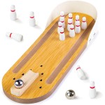 3 otters Mini Bowling Game Set for Kids & Adults, Indoor Wooden Tabletop Bowling Game Desk Toys for Multiple Players, Stocking Stuffers Gag Gifts, Shooting Games for Office Stress Relief