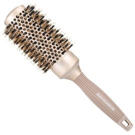 BANGMENG Round Brush Blow Out with Boar Bristles, Nano Thermal Ceramic Ionic Round Hair Brush for Women Blow Drying, Enhance Texture for Styling (1.75 Inch Barrel, 2.9 Inch with Bristle)