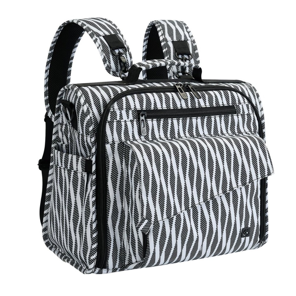 ALLCAMP Diaper Backpack, Waterproof Large Capacity Baby Bag, Multi-Function Nappy Bag with Stroller Hooks, Convertible Tote (Zebra Pattern)