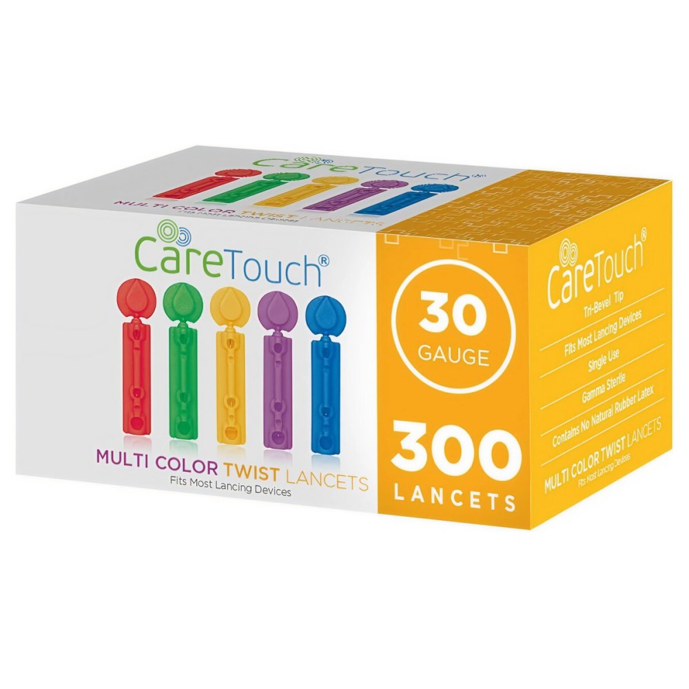Lancets for Diabetes Testing - 30 Gauge Diabetic Lancets for Blood Testing and Glucose Testing - Fits Most Lancing Devices - Sterile, Single Use 30g Blood Sugar Lancets - Multicolored - 300 count