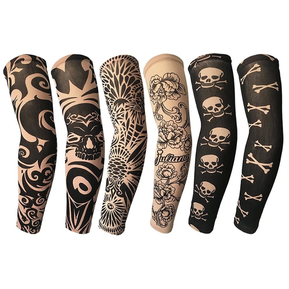 YARIEW Tattoo Sleeves for Men, 6Pcs Arm Sleeves Fake Tattoos Sleeves to Cover Arms Sun Protection Sleeves Tattoo Sleeve Covers Temporary Tattoo Sleeves for Men and Women (Set 5)