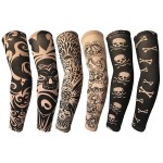 YARIEW Tattoo Sleeves for Men, 6Pcs Arm Sleeves Fake Tattoos Sleeves to Cover Arms Sun Protection Sleeves Tattoo Sleeve Covers Temporary Tattoo Sleeves for Men and Women (Set 5)
