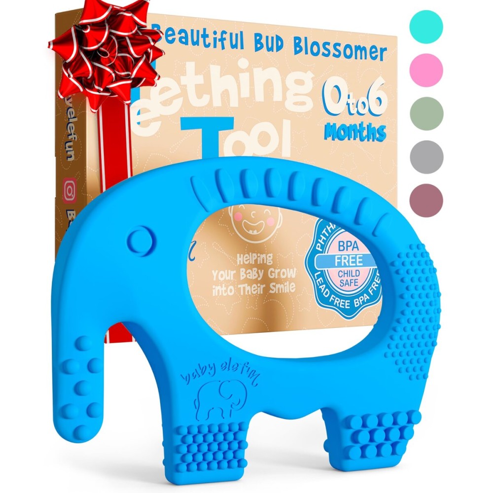 Baby Elefun Baby Teething Toys 5X Pain Relief Zero Delay 0-6 Months Blue