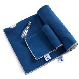 IUGA Non Slip Yoga Towel, Extra Thick Hot Yoga Towel + Hand Towel 2in1 Set with Corner Pockets Design, 100% Microfiber - Non Slip, Super Absorbent and Quick Dry