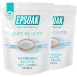 Epsoak Epsom Salt - 10 lb (Two 5 lb Resealable Bags), Magnesium Sulfate USP, Unscented, Made in USA, Perfect for Bath, Spa, and Soaking
