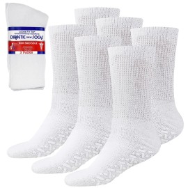Debra Weitzner Non-Binding Loose Fit Sock - Non-Slip Diabetic Socks for Men and Women - Crew 3Pk White