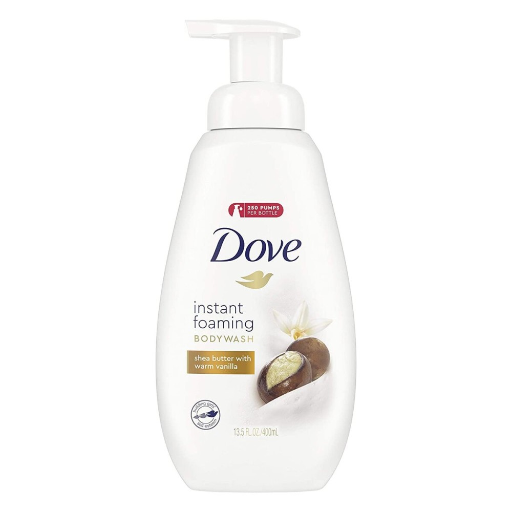 Dove Shower Foam - Foaming Body Wash - Shea Butter With Warm Vanilla - Net Wt. 13.5 FL OZ (400 mL) Per Bottle - Pack of 2 Bottles