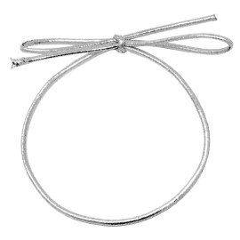 Mandala Crafts 10 Inches Pre-Tied Stretch Loops with Pre Tied Bows from Elastic Ribbon - 100 Metallic Silver Elastic Bows Boxes Bows Tags Gift Elastic Wrapping Cord String