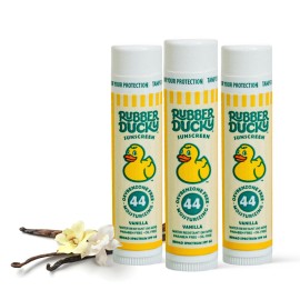 Rubber Ducky | Lip Balm with SPF 44, Water Resistant Sunscreen Lip Balm | Vegan, Untinted, Vanilla Flavor, with Vitamin E | All Season - Broad Spectrum Sunscreen for Lips