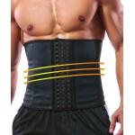 GainKee Latex Men Waist Trainer Corsets With Steel Bone Sweat Sauna Suit For Fitness (Large)