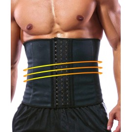 GainKee Latex Men Waist Trainer Corsets With Steel Bone Sweat Sauna Suit For Fitness (Large)