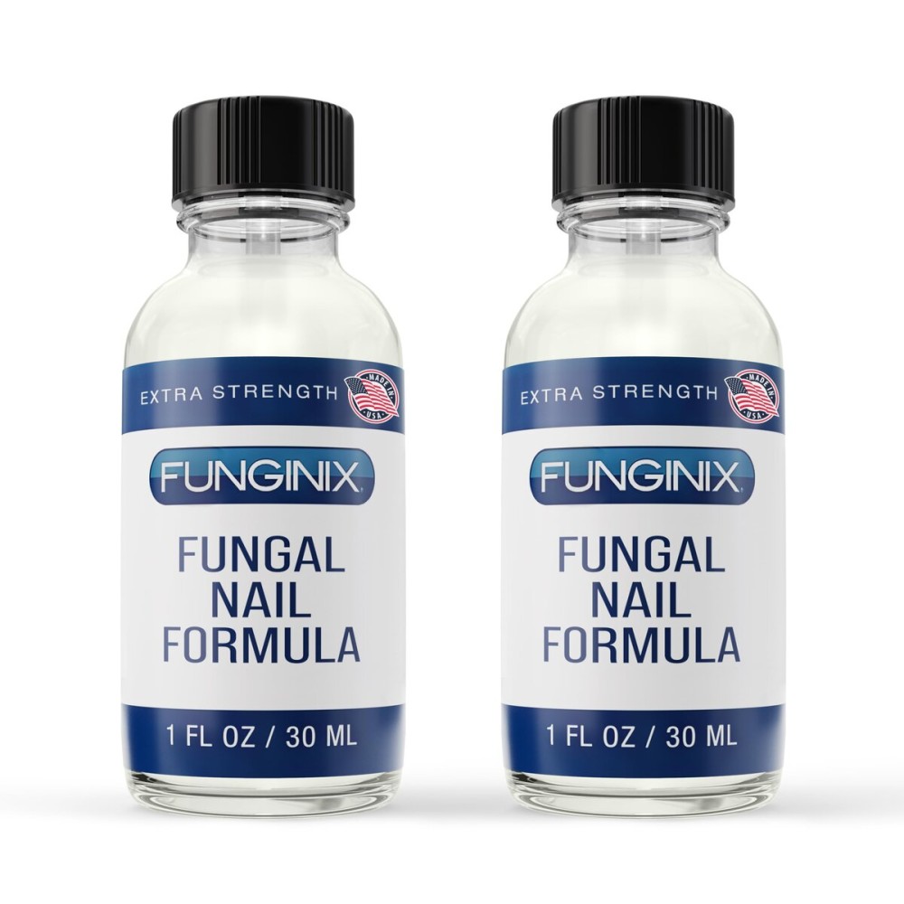 FUNGINIX Toenail Fungus Treatment Extra Strength - Antifungal Nail Treatment With 10% Undecylenic Acid & Tea Tree Oil - Nourished by 15+ Natural Oils & Botanicals- Made in USA(2 Pc,Packaging May Vary)
