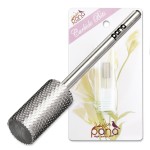 PANA Professional 3/32 Shank Size - Flat Top Large Barrel Silver Carbide Bit Medium Grit - Nail Drill Bit for Dremel Machine