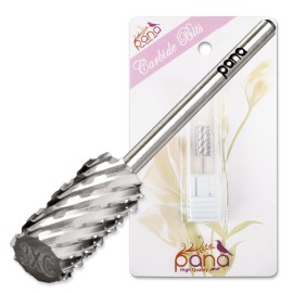 PANA Professional 3/32 Shank Size - Flat Top Large Barrel Silver Carbide Bit 3X Coarse Grit - Nail Drill Bit for Dremel Machine