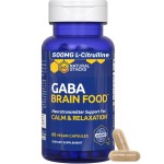 GABA Brain Food - GABA Supplement with L-Citrulline & Grape Seed Extract - Supports Calm & Relaxation - Nighttime Sleep Aid - Supports Production of Gamma Aminobutyric Acid - 60 L-Citrulline Capsules
