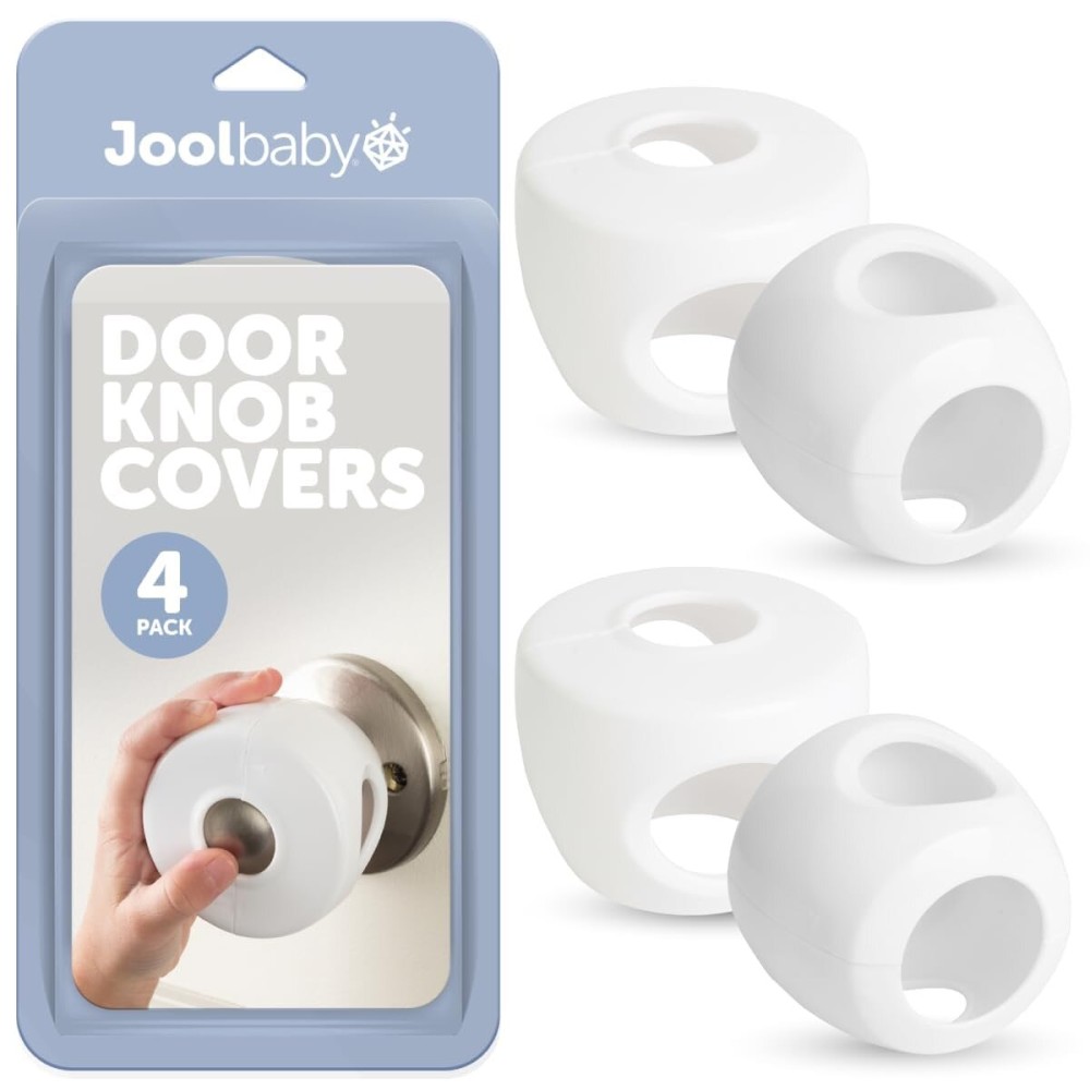 Jool Baby Door Knob Child Safety Covers (4 Pack) Prevent Kids from Opening Doors - Easy to Install