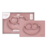 ezpz Happy Mat (Blush) - 24 Months+ - 100% Silicone Suction Placemat + Divided Plate with Three Compartments - Toddler + Preschool Essentials