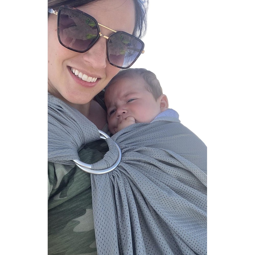Vlokup Baby Water Ring Sling Carrier | Lightweight Breathable Mesh Baby Wrap for Infant, Newborn, Kids and Toddlers | Perfect for Summer, Swimming, Pool, Beach | Great for Dad Too Light Gray