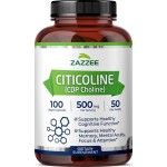 Zazzee Extra Strength Citicoline, 500 mg per Serving, 100 Vegan Capsules, Superior CDP Choline Form, 100% Vegetarian and Pharmaceutical Grade, 50-Day Supply, All-Natural and Non-GMO
