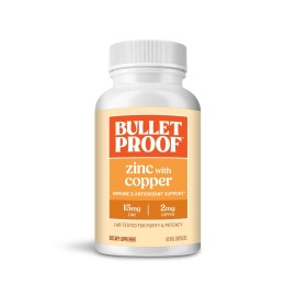 Bulletproof Zinc with Copper Capsules, 60 Count, Minerals and Antioxidant Supplement for Immunity and Mood