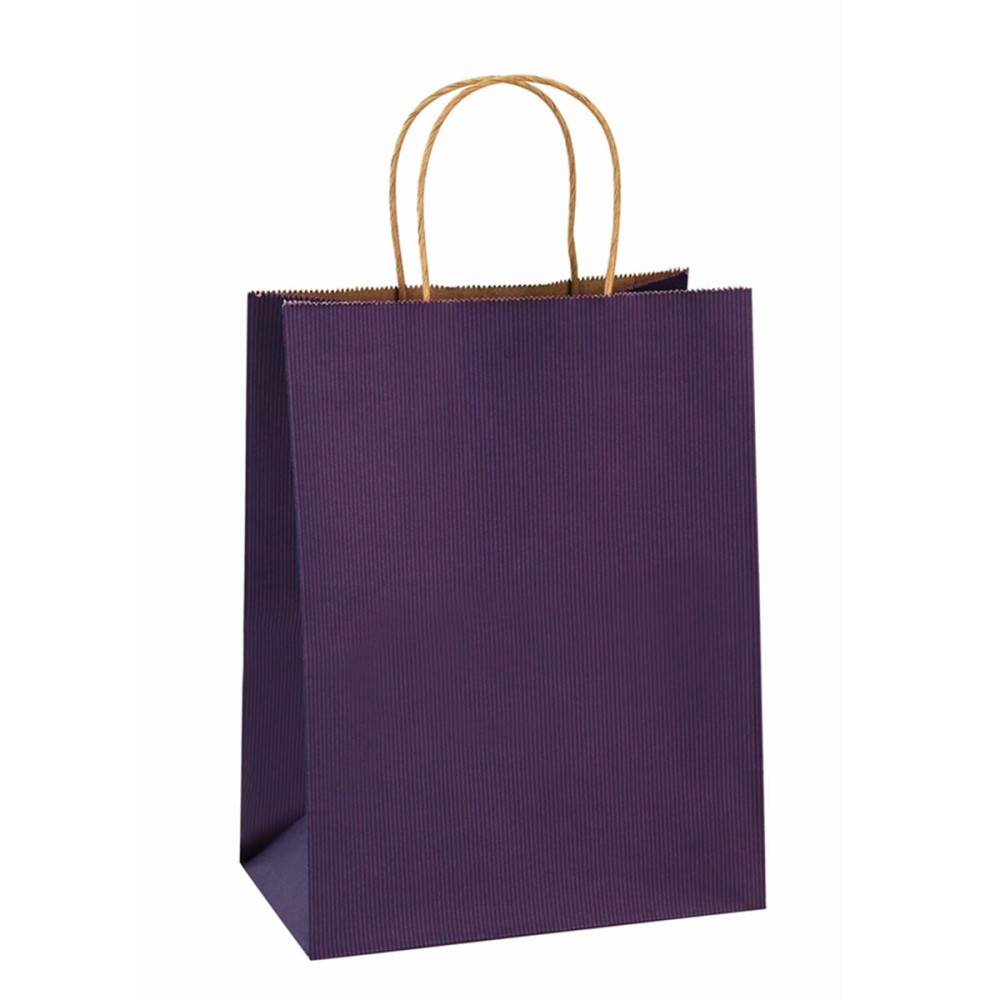 BagDream Gift Bags 8x4.25x10.5 Inches 25Pcs Kraft Paper Bags with Handles, Purple Stripes, for Shopping, Retail, Merchandise, Business, Party Favor Paper Gift Sacks