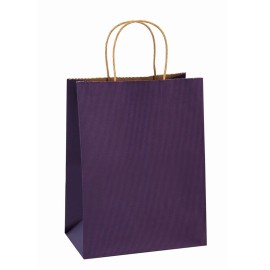 BagDream Gift Bags 8x4.25x10.5 Inches 25Pcs Kraft Paper Bags with Handles, Purple Stripes, for Shopping, Retail, Merchandise, Business, Party Favor Paper Gift Sacks